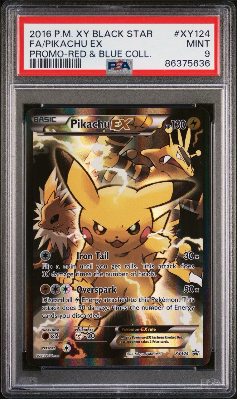 [ENG] 2016 PIKACHU EX #XY124 / PROMO RED & BLUE COLL. / PSA 9 MINT