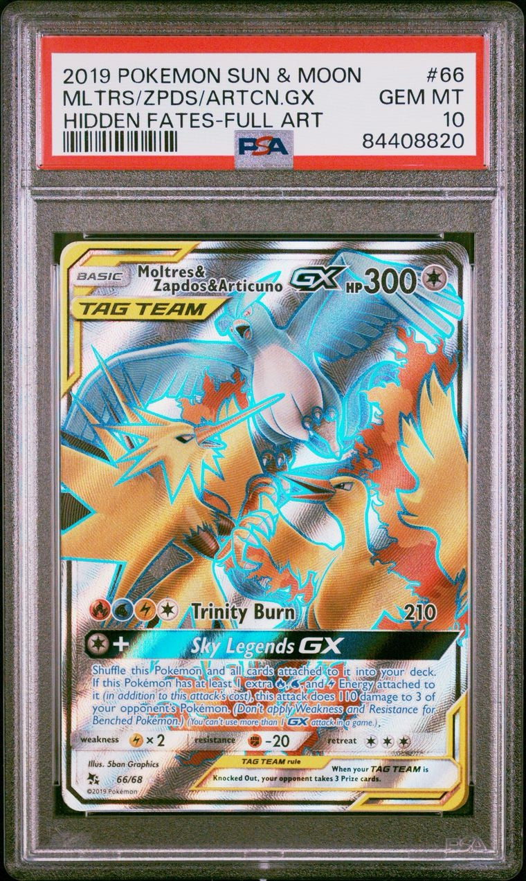 [ENG] 2019 MOLTRES ZAPDOS ARTICUNO #GX 666 / HIDDEN FATES / PSA 10 GEM MINT